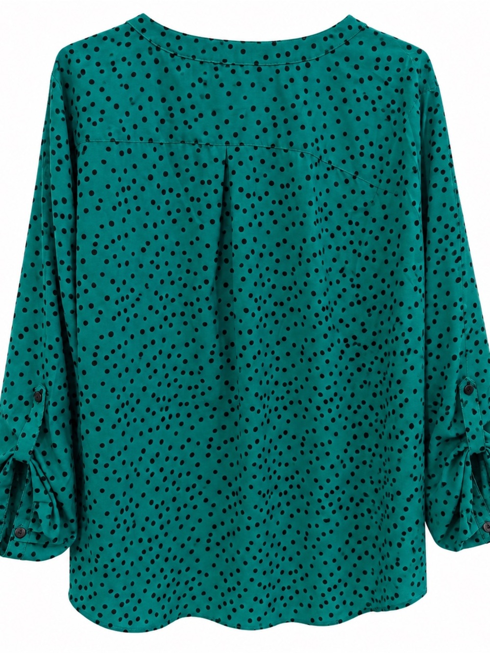 Notations Teal Dot Button-Front Blouse - Picture 4 of 6